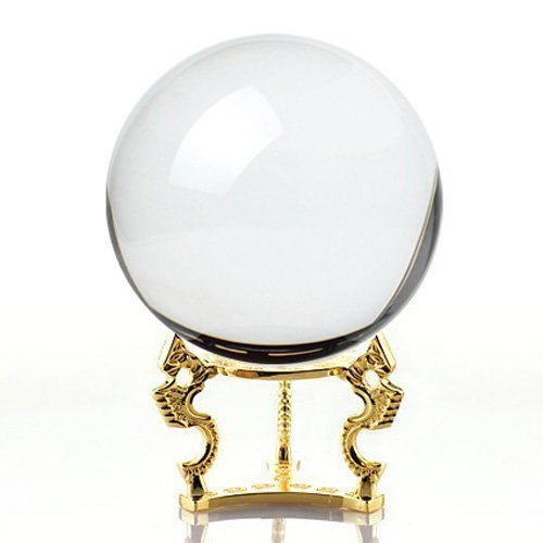 Amlong Crystal Clear Clear Crystal Ball Sphere 110mm (4.2 inch) Diameter with Golden Dragon Stand in Gift Package
