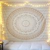 Tapestry Golden HIppie Mandala Ombre Wall Hanging - Indian Popular Mandela Bohemian Psychedelic Bedspread Dorm Room Decor with Metallic Shine Tapestry 84"x90" view 1