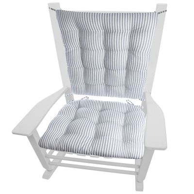 Barnett Home Decor Ticking Stripe Blue Rocking Chair Cushions - Latex Foam Filled Rocker Seat Pad 19 x 19 and Back Rest Cushion 23 x 18 Reversible - Made in USA (XL, Dark Blue)