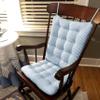 Barnett Home Decor Ticking Stripe Blue Rocking Chair Cushions - Latex Foam Filled Rocker Seat Pad 19 x 19 and Back Rest Cushion 23 x 18 Reversible - Made in USA (XL, Dark Blue) view 2