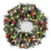 National Tree Company 24 in Pre-Lit Crestwood Spruce Artificial Christmas Wreath, Christmas Decoration with Glitter, Pinecones, Red Berries, 50 Clear LED Lights, 160 Tips, Timer, Green view 1