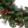 National Tree Company 24 in Pre-Lit Crestwood Spruce Artificial Christmas Wreath, Christmas Decoration with Glitter, Pinecones, Red Berries, 50 Clear LED Lights, 160 Tips, Timer, Green view 2