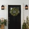 National Tree Company 24 in Pre-Lit Crestwood Spruce Artificial Christmas Wreath, Christmas Decoration with Glitter, Pinecones, Red Berries, 50 Clear LED Lights, 160 Tips, Timer, Green view 4