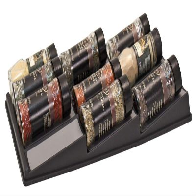 SPICEdock Spice Storage Drawer Organizer  Angled Display Rack for Clear Label Reading and Quick Access