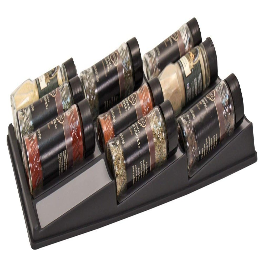 SPICEdock Spice Storage Drawer Organizer  Angled Display Rack for Clear Label Reading and Quick Access