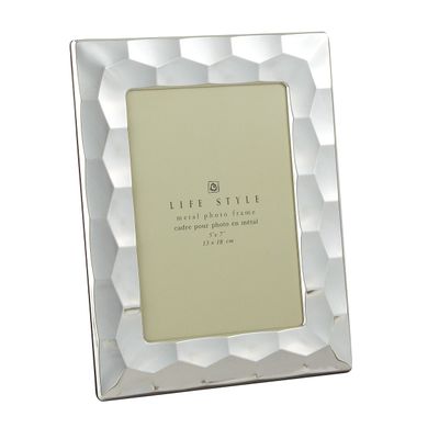 Elegance Silver Plated Prism Picture Frame 5x7 - Modern Geometric Prism Design - Metal Photo Display for Tabletop or Wall Mount - Home Decor Gift