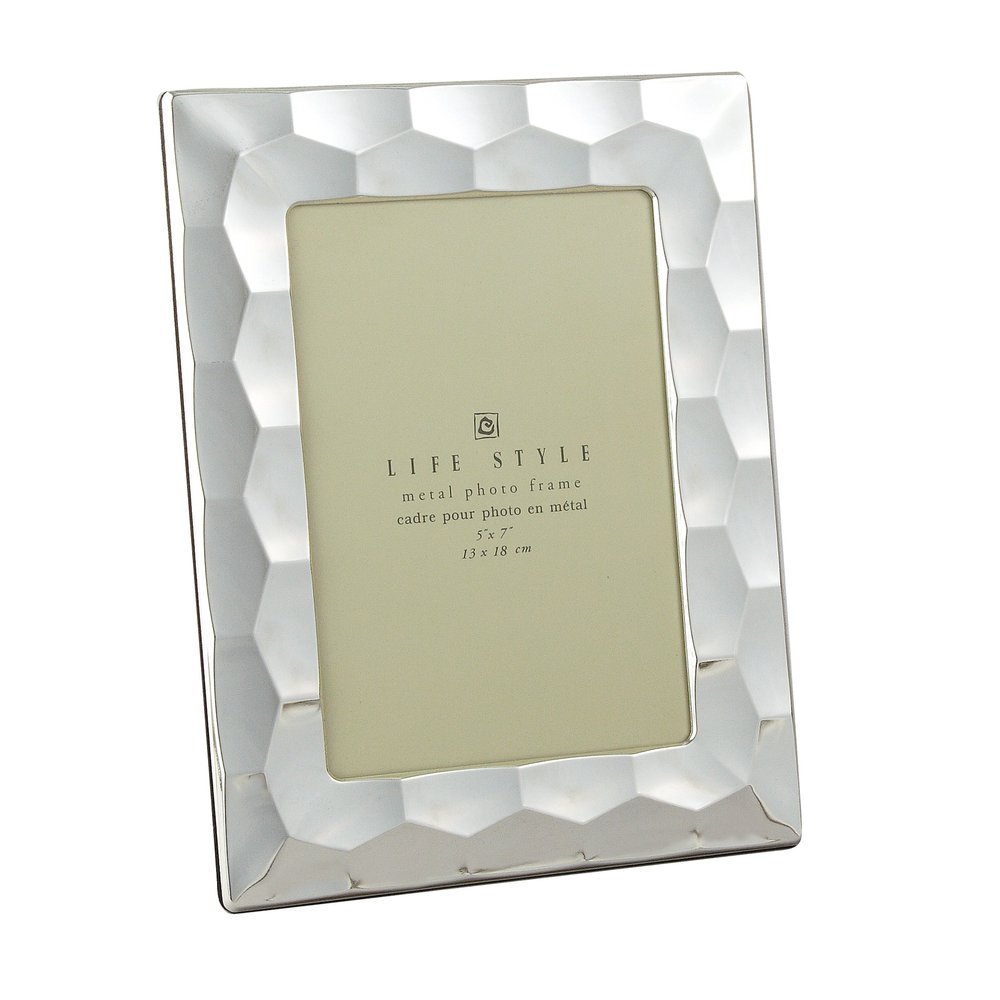 Elegance Silver Plated Prism Picture Frame 5x7 - Modern Geometric Prism Design - Metal Photo Display for Tabletop or Wall Mount - Home Decor Gift