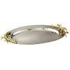 Elegance Golden Vine Hammered Stainless Steel Oval Tray, 16.5 by 10-Inch, Silver/Gold view 1