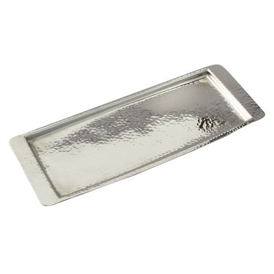 Elegance Stainless Steel Hammered Rectangular Tray, Small, 13.75 by 4.5-Inch, Silver
