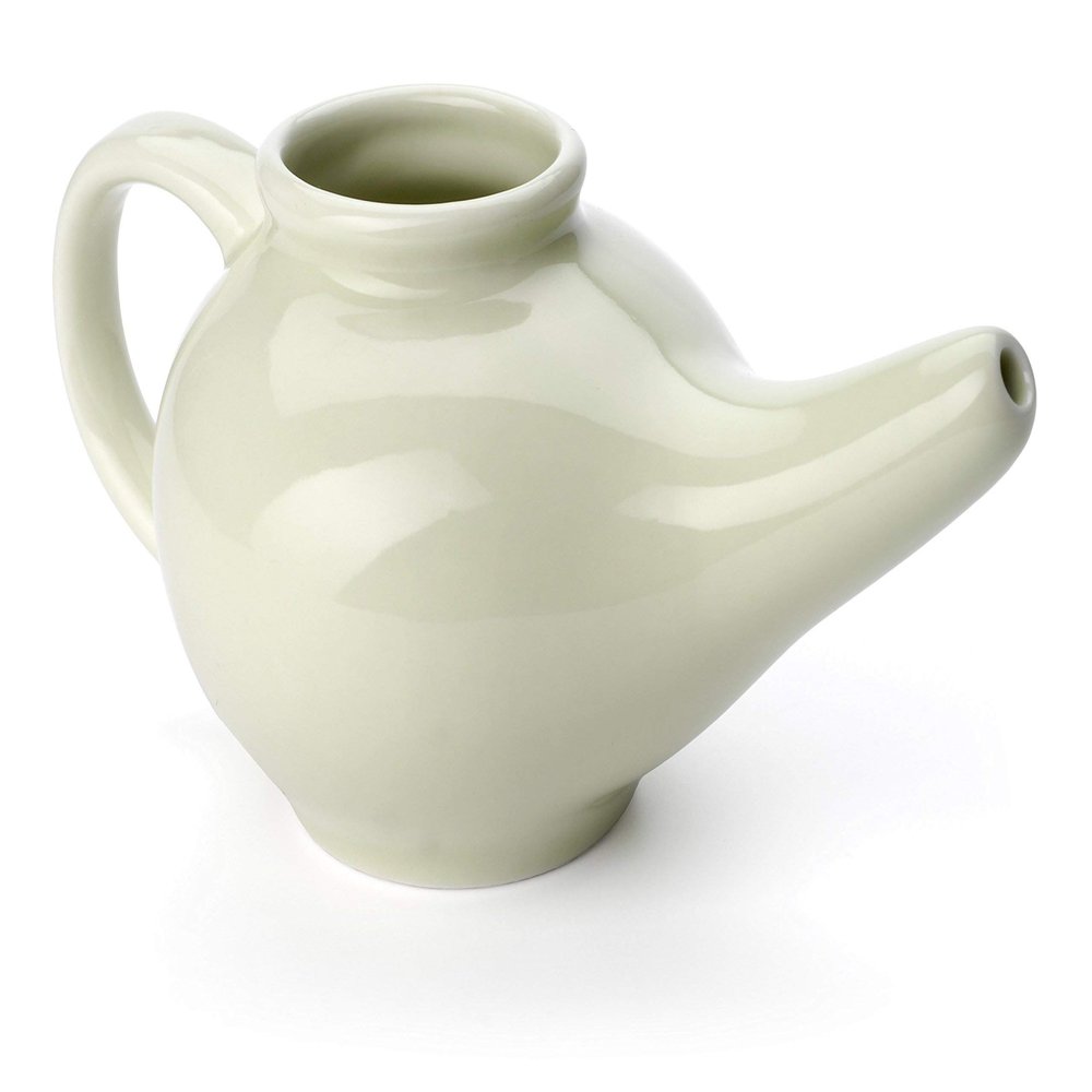 Into the Scented Garden Aromatic Salt Premium Ceramic Neti Pot, Green