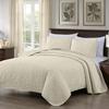 Chezmoi Collection Austin 3-Piece Oversized Bedspread Coverlet Set (King, Ivory) view 1