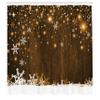 Ambesonne Christmas Shower Curtain, Rustic Wooden Backdrop with Snowflakes and Warm Traditional Celebration Print, Cloth Fabric Bathroom Decor Set with Hooks, 69" W x 70" L, Brown White view 2