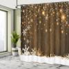 Ambesonne Christmas Shower Curtain, Rustic Wooden Backdrop with Snowflakes and Warm Traditional Celebration Print, Cloth Fabric Bathroom Decor Set with Hooks, 69" W x 70" L, Brown White view 4