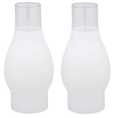 Ciata Oil Lamp, Glass, Victorian Hurricane Chimney Lamp Globe Replacement, 8-1/2 Inch Handblown Frosted Glass Chimney Lamp Shade with 3 Inch Fitter and 4 Inch Bulge - 2 Pack