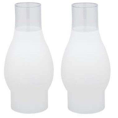 Ciata Oil Lamp, Glass, Victorian Hurricane Chimney Lamp Globe Replacement, 8-1/2 Inch Handblown Frosted Glass Chimney Lamp Shade with 3 Inch Fitter and 4 Inch Bulge - 2 Pack