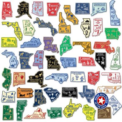 Original U.S. State Magnet Set by Classic Magnets, 3D Rubber Vintage-Style 51-Piece Vintage Magnet Set, Collectible Souvenirs and Gifts Made in The USA