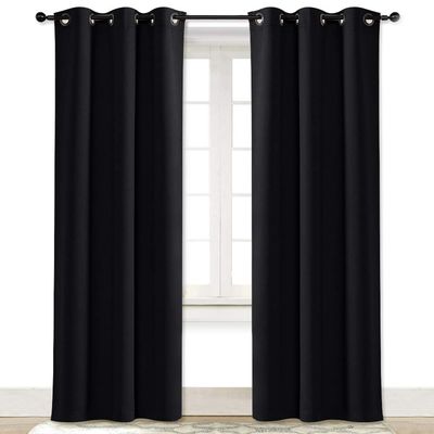 NICETOWN Soundproof Thermal Insulated Blackout Curtain Thermal Insulated Solid Grommet Room Darkening Drape for Dining Room (Single Panel, 42 inches by 84 inch, Black)