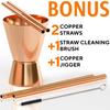 Benicci Moscow Mule Copper Mugs - Set of 2, 100% HANDCRAFTED - Food Safe Pure Copper Solid Mugs - 16 oz Gift Set with Premium Quality Cocktail Straws, Straw Cleaning Brush and Jigger! view 3