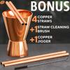 Benicci Moscow Mule Copper Mugs - Set of 4-100% HANDCRAFTED - Food Safe Pure Solid Copper Mugs - 16 oz Christmas Gift Set with Premium Quality Cocktail Straws and Jigger! view 3