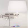 360 Lighting Vero Modern Swing Arm Wall Lamp with USB Charging Port Brushed Nickel Plug-in Light Fixture White Drum Shade for Bedroom Bedside House Reading Living Room Home Hallway Dining view 3