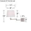 360 Lighting Vero Modern Swing Arm Wall Lamp with USB Charging Port Brushed Nickel Plug-in Light Fixture White Drum Shade for Bedroom Bedside House Reading Living Room Home Hallway Dining view 4