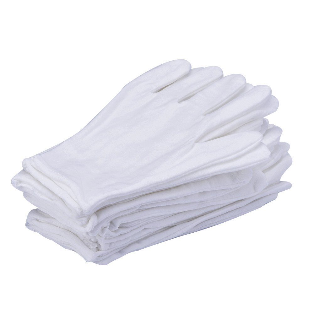 lasenersm 12Pcs/6 Pairs 8.27 Inches White Cotton Gloves Work Gloves One Size