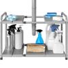 Simple Houseware Under Sink 2-Tier Heavy Duty Expandable Rack Organizer, Adjustable Width 15.7525 Inches with 4 Shelf Height Levels, Silver view 1