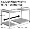 Simple Houseware Under Sink 2-Tier Heavy Duty Expandable Rack Organizer, Adjustable Width 15.7525 Inches with 4 Shelf Height Levels, Silver view 2