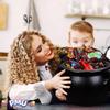 PMU Large 16 Inch Halloween Cauldron Pot of Gold Black Plastic Witch Cauldron bowl, Indoor & Outdoor Decorations view 4