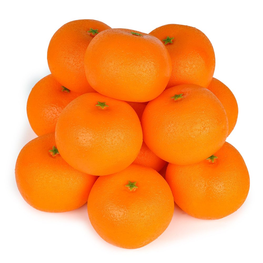 HAKSEN 12 PCS Fake Oranges, Artificial Fruits for Decoration Lifelike Fake Fruit Faux Oranges for Home Kitchen Cabinet Decor Photography Prop