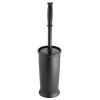 mDesign Toilet Bowl Brush and Holder - Covered Bathroom Toilet Brush - Standing Toilet Bowl Scrubber in Modern Holder - Compact, Space Saving, Deep Cleaning Brush for Toilet - Hyde Collection - Black view 1