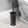 mDesign Toilet Bowl Brush and Holder - Covered Bathroom Toilet Brush - Standing Toilet Bowl Scrubber in Modern Holder - Compact, Space Saving, Deep Cleaning Brush for Toilet - Hyde Collection - Black view 2