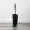 mDesign Toilet Bowl Brush and Holder - Covered Bathroom Toilet Brush - Standing Toilet Bowl Scrubber in Modern Holder - Compact, Space Saving, Deep Cleaning Brush for Toilet - Hyde Collection - Black view 3