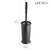 mDesign Toilet Bowl Brush and Holder - Covered Bathroom Toilet Brush - Standing Toilet Bowl Scrubber in Modern Holder - Compact, Space Saving, Deep Cleaning Brush for Toilet - Hyde Collection - Black view 4