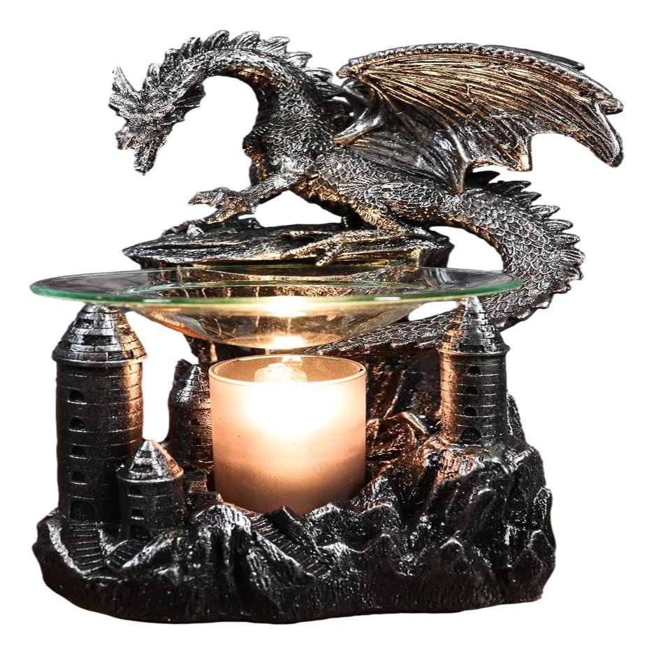 Ebros Smaug Castle Guardian Dragon Electric Oil Burner Tart Warmer Aroma Scent Statue 9.5" Tall Figurine Dungeons and Dragons Decorative Decor for Aromatherapy Accessory Halloween Prop