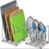 Simple Houseware Kitchen Cabinet Pantry and Bakeware Organizer Rack Holder, Silver - 2 Pack view 2