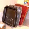 Simple Houseware Kitchen Cabinet Pantry and Bakeware Organizer Rack Holder, Silver - 2 Pack view 4