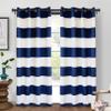 DriftAway Navy Striped Room Darkening Curtains Patriotic Horizontal Stripe Classic Grommet Drapes for Bedroom Living Room Thermal Insulated Panels for Boys Kids Holidays July 4th Labor Day view 1