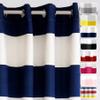 DriftAway Navy Striped Room Darkening Curtains Patriotic Horizontal Stripe Classic Grommet Drapes for Bedroom Living Room Thermal Insulated Panels for Boys Kids Holidays July 4th Labor Day view 2