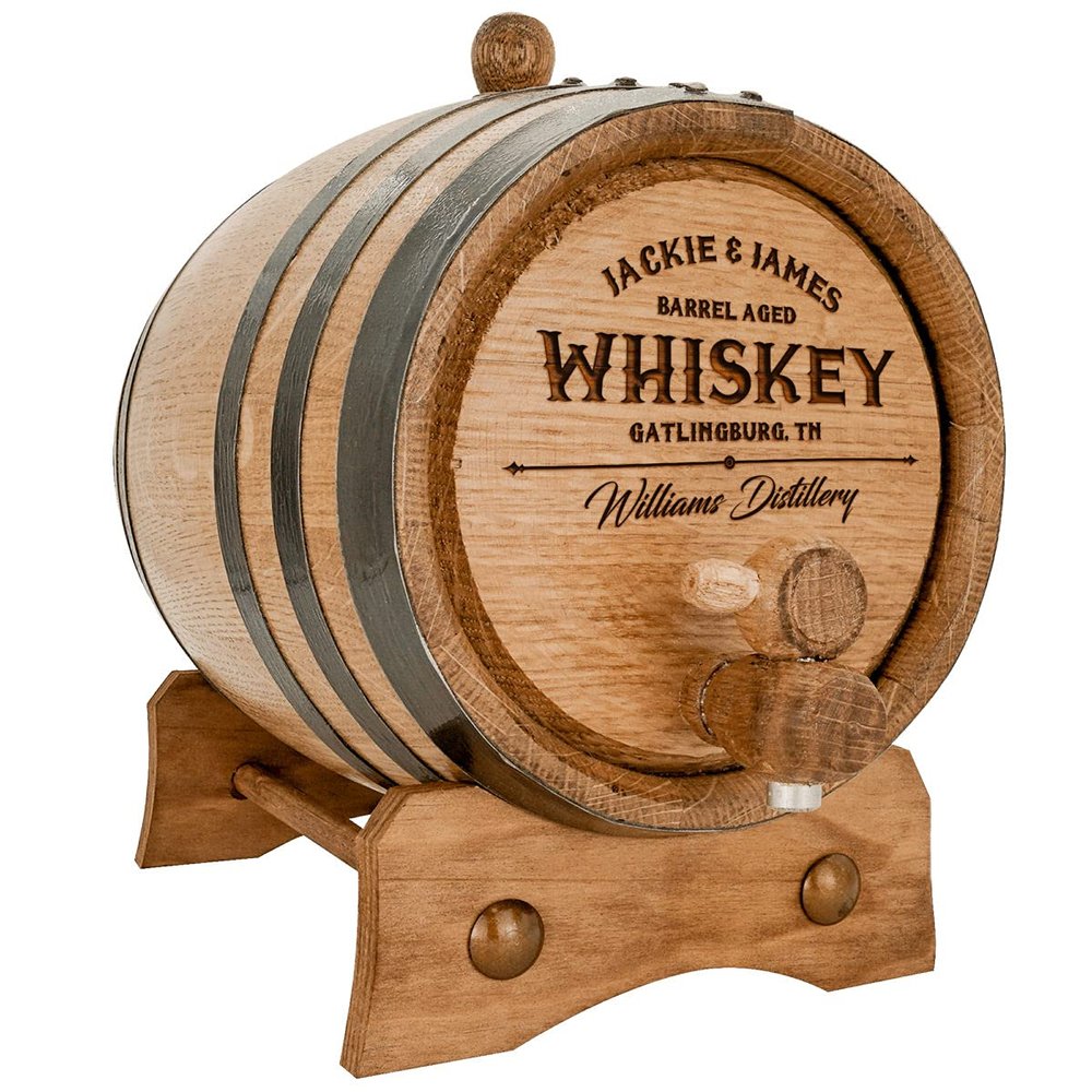 Personalized - Custom American White Oak Aging Barrel - Barrel Aged (3 Liters, Black Hoops)