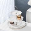 Cupcake Stand- Jusalpha 3-Tier White Porcelain Cake Stand Dessert Stand-Cupcake Stand-Tea Party Serving Platter, Comes in a Gift Box- Free Sugar Tong view 3