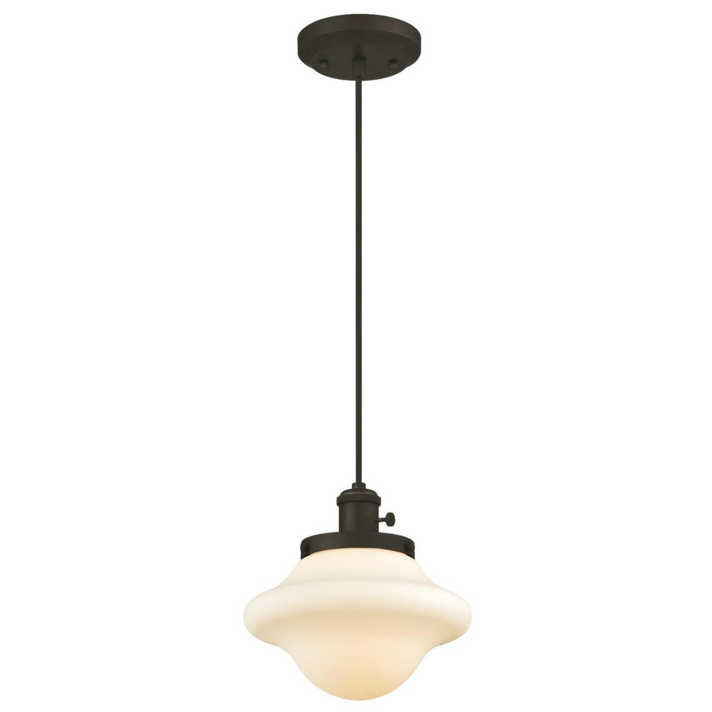 Westinghouse Lighting 6346500 Wanda One-Light Indoor Mini Pendant with Turn Knob, Oil Rubbed Bronze Finish with Frosted Opal Glass