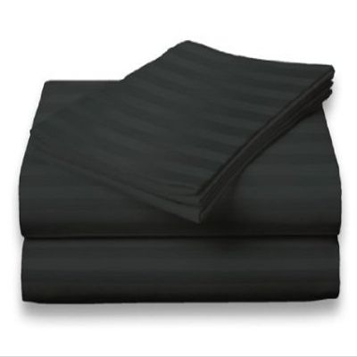 Lofty Sheets 100% Egyptian Cotton Queen Size Black Stripe Sheet Set in 500 Thread Count
