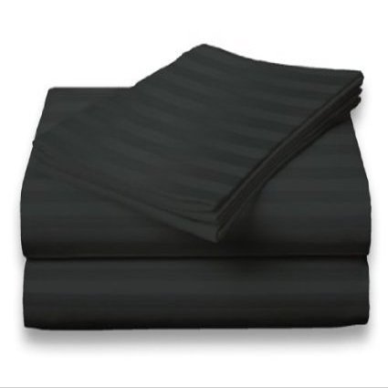 Lofty Sheets 100% Egyptian Cotton Queen Size Black Stripe Sheet Set in 500 Thread Count