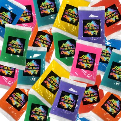 Color Blaze 25-Pack Holi Color Powder  Includes 8 Vibrant Colors (75g Each)  Pink, Red, Orange, Yellow, Green, Teal, Blue, Purple - Perfect for Toss, Rangoli, Fun Run, Color War, Parties & Festivals