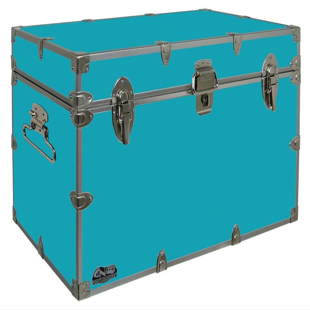 C&N Footlockers - XL Graduate Storage Trunk - Made in the USA - STEEL Footlocker for College Dorm Room & Summer Camp - 32 x 18 x 18.5 Inches (Teal)