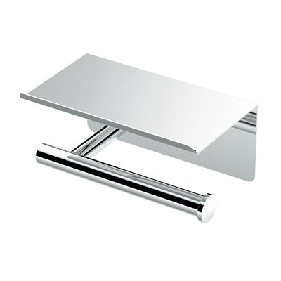 Gatco 1420 Latitude II Toilet Paper Holder with Shelf, Wall Mounted Bathroom Tissue Holder, Chrome