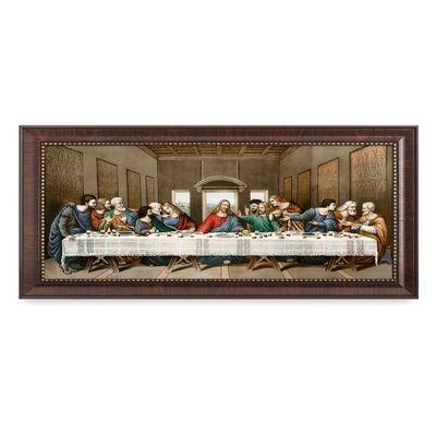 DECORARTS The Last Supper by Leonardo Da Vinci. Giclee Prints on Canvas with Matching Retro Style Brown Frame. Total Size w/Frame: 27x15, Ready to Hang.