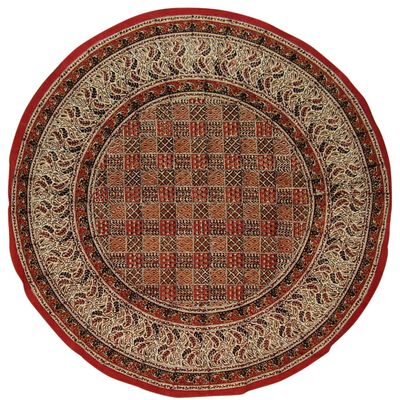 Full Moon Loom Kalamkari Block Print Round Cotton Tablecloth 72" Multi Color