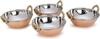 AVS STORES  Set of 4, Indian Copper Serveware Karahi Vegetable Dinner Bowl with Solid Brass Handle for Indian Food, Diameter- 13 cm (5.2 Inches), Silver view 1